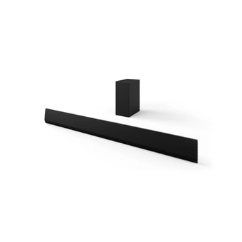 LG Soundbar for TV SG10TY side angle view with subwoofer