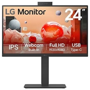 LG 24BA850-I 24-Inch Monitor with Built-in Webcam IPS Full HD 1920x1080 USB Type-C - Front View1