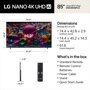 85-Inch LG NANO 4K UHD AI TV 85NU850BPUA Dimensions and Box Contents with measurements and included accessories
