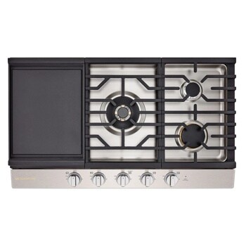 LG CBGU3639X Gas Cooktop with Griddle and Three Burners - Top-Down View