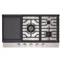 LG CBGU3639X Gas Cooktop with Griddle and Three Burners - Top-Down View