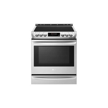 Front view of the 6.3 cu. ft. Smart wi-fi Enabled Electric Slide-in Range with ProBake Convection® - LSE4615ST. 