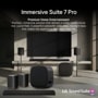 M7-P2_H7_W7 Immersive Suite 7 Pro Soundbar system with subwoofer and rear speakers creating premium home entertainment experience in modern living room