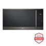 LG MVEM1825Z Microwave with ThinQ display showing 12:00 and control panel with America's Most Reliable badge - Front View