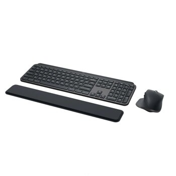 Wireless keyboard with wrist rest pad and ergonomic mouse 920010923 computing accessories set in black