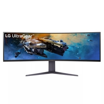 Front view of the 45 Inch LG UltraGear (45GR65DC-B) curved gaming monitor with 200Hz refresh rate and 1ms (GtG) response time