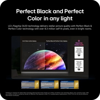 42-inch LG OLED42C6PUA TV Perfect Black and Perfect Color tech comparison Front View