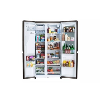 23 cu. ft. side by side counter depth refrigerator view open doors