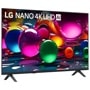 50-Inch LG NANO 4K UHD AI TV 50NU700BPUA displaying vibrant colorful spheres on screen with stand