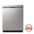 Front view of the 24-inch Wide QuadWash™ Front Control Dishwasher - Stainless Steel - LDFN4542S. Includes a graphic logo that says, Brought to you by America’s Most Reliable Line of Appliances.