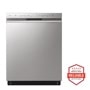 Front view of the 24-inch Wide QuadWash™ Front Control Dishwasher - Stainless Steel - LDFN4542S. Includes a graphic logo that says, Brought to you by America’s Most Reliable Line of Appliances.