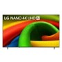 85-Inch LG NANO 4K UHD AI TV 85NU710BAUA displaying vibrant colorful fabric texture with red, green, yellow and blue curves - Front View
