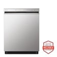 Front view of the 24-inch Wide QuadWash™ Front Control Dishwasher - Stainless Steel - LDFN3432T. Includes a graphic logo that says, Brought to you by America’s Most Reliable Line of Appliances.