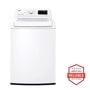 Front view of the 4.5 cu. ft. Top Load Washer with Impeller - WT7100CW. Includes a graphic logo that says, Brought to you by America’s Most Reliable Line of Appliances.