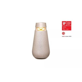 LG XBOOM 360 Bluetooth Speaker with Omnidirectional Sound, Beige