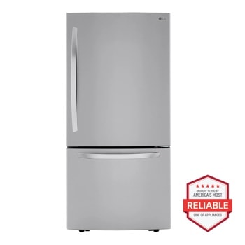 Front view of the 26 cu. ft. 33-inch Wide Bottom Freezer Refrigerator - Stainless Steel - LRDCS2603S. 