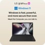 LG 15U50U-H.AA55U1 Laptop infographic featuring Windows 11 AI capabilities with open front view