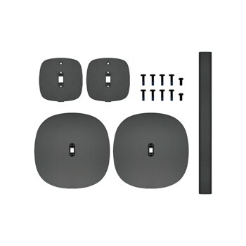 FS-M72 audio accessory mounting kit with four black mounting plates, mounting screws, and vertical pole component for installation