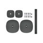 FS-M72 audio accessory mounting kit with four black mounting plates, mounting screws, and vertical pole component for installation