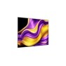 Flat screen TV with abstract purple and yellow swirling pattern on black background.