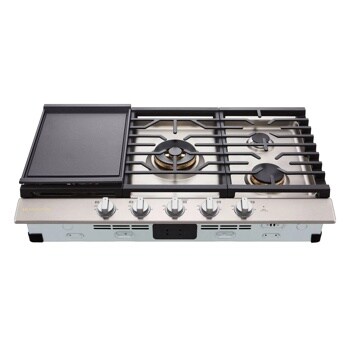 LG CBGU3639X Gas Cooktop with Griddle and Five Burners - Front View