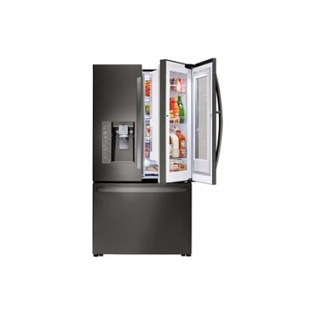30 cu. ft. instaview door in door refrigerator view with right door slightly open