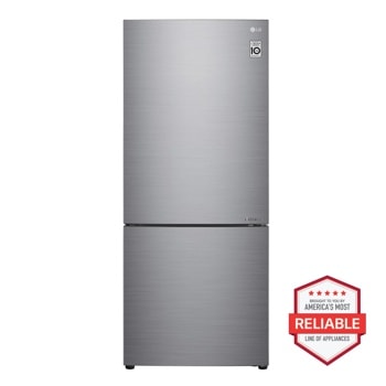 Front view of the 15 cu. ft. 28-inch Wide Bottom Freezer Refrigerator - Stainless Steel - LBNC15231V. 