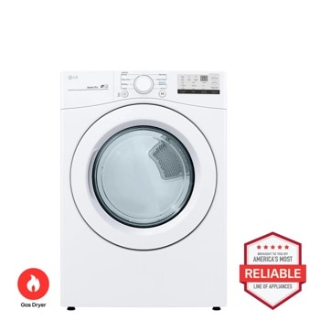 LG DLG3401W Gas Dryer Brought to You By Americas Most Reliable Line of Appliances - Front View