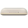 LG 32LX6BWGA_XT7S.AUSALLC audio speaker with fabric base and touch controls showing power, Bluetooth, volume, and playback buttons - Top View