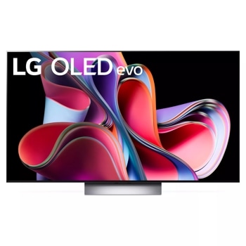 LG 77-inch G3 OLED evo smart tv with stand front view