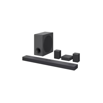 LG S80QR  5.1.3 Soundbar with subwoofer and surround speakers side angle view