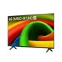 50-Inch LG NANO 4K UHD AI TV 50NU700BPUA displaying vibrant colorful fabric texture with red, green, yellow and blue tones - Side Angle