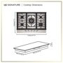 LG SIGNATURE CBGU3039X Cooktop Dimensions 30 Inch W x 21 Inch D x 3 3/4 Inch H - Top and Side Views