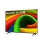 65-Inch LG NANO 4K UHD AI TV 65NU700BPUA displaying vibrant colorful fabric texture with red, green, yellow and blue curves - Side Angle