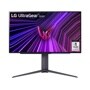 LG 27GS95QE-B 27-Inch UltraGear OLED Gaming Monitor displaying purple geometric pattern with UltraGear logo - Front View