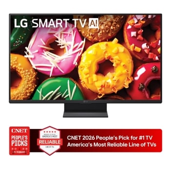 LG Smart TV AI 24LB7000PUA with CNET 2026 People's Pick for #1 TV America's Most Reliable Line of TVs badge - Front View1