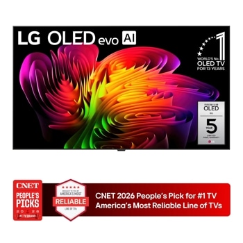 77-Inch LG OLED evo AI 4K TV OLED77W6PUA with Worlds No. 1 OLED TV for 13 Years badge and 5 Year Limited Panel Warranty - Front View1