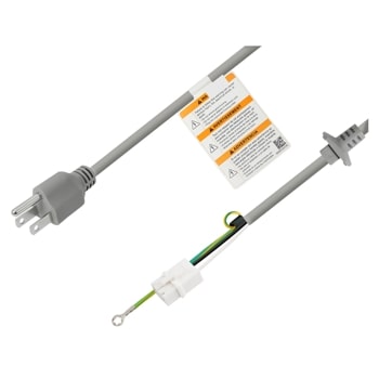LG 6411ER1006V laundry accessory power cord with standard plug and connector ends with warning label visible1