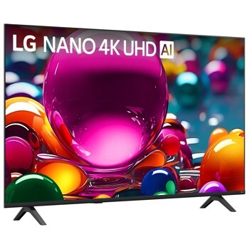 55-Inch LG NANO 4K UHD AI TV 55NU850BAUA displaying vibrant colorful imagery - Front Angle View