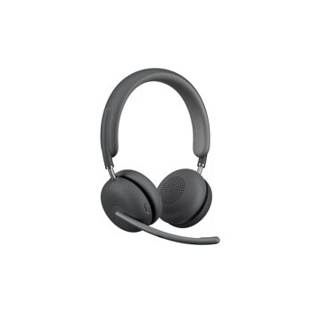 Wireless headset 981001317 with padded over-ear design, adjustable headband, and integrated microphone boom in dark gray finish