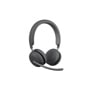 Wireless headset 981001317 with padded over-ear design, adjustable headband, and integrated microphone boom in dark gray finish