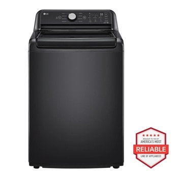 LG WT7150CX Top Load Washer with digital control panel in black finish BROUGHT TO YOU BY AMERICA'S MOST RELIABLE LINE OF APPLIANCES - Front View