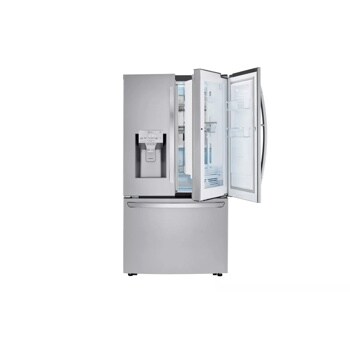 Front view of the 30 cu. ft. Smart wi-fi Enabled French Door Refrigerator with Door-in-Door® - LRFDS3006S. 
