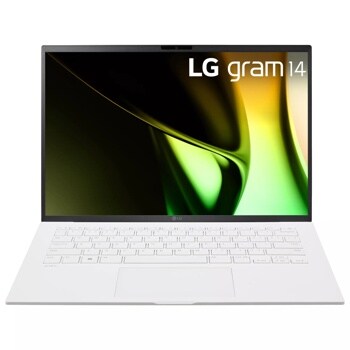 Front view of the 14 Inch LG gram (14Z90S-G.ARW3U1) laptop with 8GB RAM and Intel Core Ultra 5