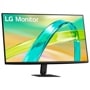 LG 32U401B-B Monitor with thin bezel design and adjustable stand displaying colorful abstract graphics - Front View