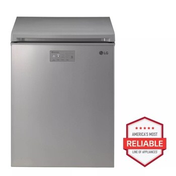 Front view of the 4.5 cu. ft. Kimchi/Specialty Food Refrigerator Chest - LRKNC0505V. Includes a graphic logo that says, Brought to you by America’s Most Reliable Line of Appliances.
