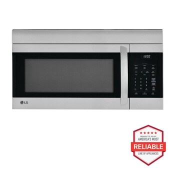 Front view of the 1.7 cu. ft. Over-the-Range Microwave Oven with EasyClean® - LMV1764ST. Includes a graphic logo that says, Brought to you by America’s Most Reliable Line of Appliances.