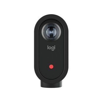 Logitech 961000498 webcam with black oval design featuring camera lens and red indicator button - Front View