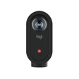 Logitech 961000498 webcam with black oval design featuring camera lens and red indicator button - Front View