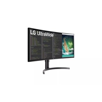 LG 35WN65C-B 35 inch UltraWide Curved WQHD HDR10 Monitor left side angle view

